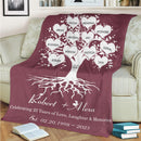 Personalized 1st - 60th Marriage Family Throw Blanket For Living Room, Custom 1 2 3 25 30 40 50 60 Year Wedding Anniversary Gifts For Mom Dad Grandma Grandpa, Last Name Signs For Home FLBL_Heart Name Blanket