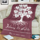 Personalized 20th Wedding Anniversary Family Signs Throw Blanket, Celebrating 20 Years Of Love Laughter & Memories Gifts For Husband Wife, Custom Last Name Signs, Twenty Year Marriage FLBL_Heart Name Blanket