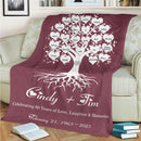 Personalized 60th Wedding Anniversary Family Signs Throw Blanket, Celebrating 60 Years Of Love Laughter & Memories Gifts For Husband Wife, Custom Last Name Signs, Sixty Year Marriage FLBL_Heart Name Blanket