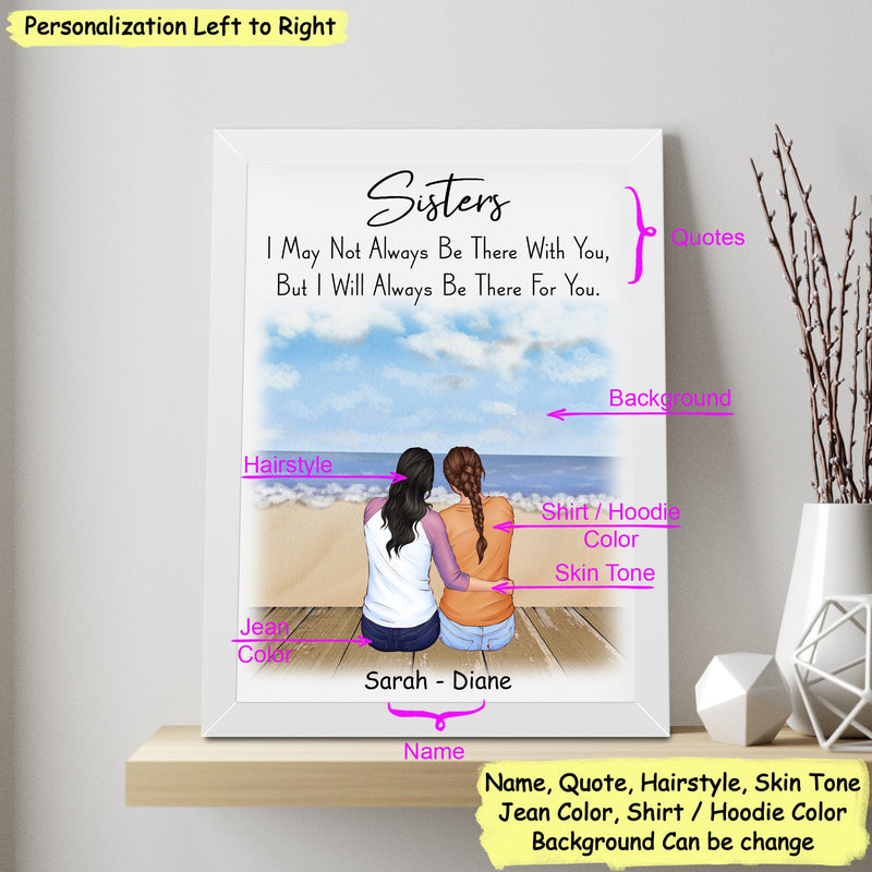 Personalized Best Friend Picture Frame, Summer Ocean Art Bestie Frame Gifts For Best Friend Frames With Quotes, Bff Best Friend Birthday Gifts For Women Long Distance Friendship Gifts ATPT_Best Friend Art Print