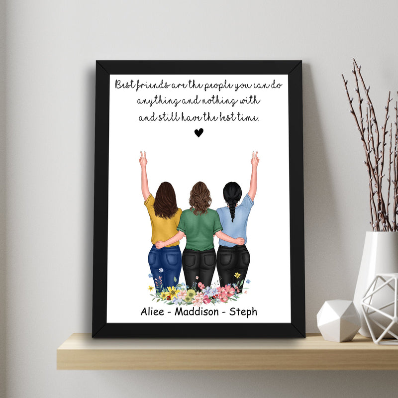 Personalized Best Friend Picture Frame Up To 4 Friends, Bestie Frame Gifts For Best Friend Frames With Quotes, Bff Best Friend Birthday Gifts For Women, Long Distance Friendship Gifts ATPT_Best Friend Art Print
