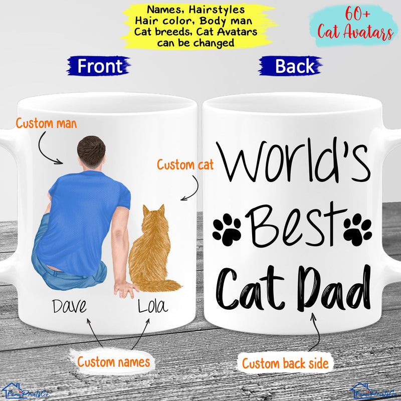 Personalized Cat Dad Mug, Cat Lover Gift, Best Friend Mug, Custom Cat Mug, World's Best Cat Dad Ever Mug Cat Gift For Men Gift For Cat Lover MUG_Cat Mug