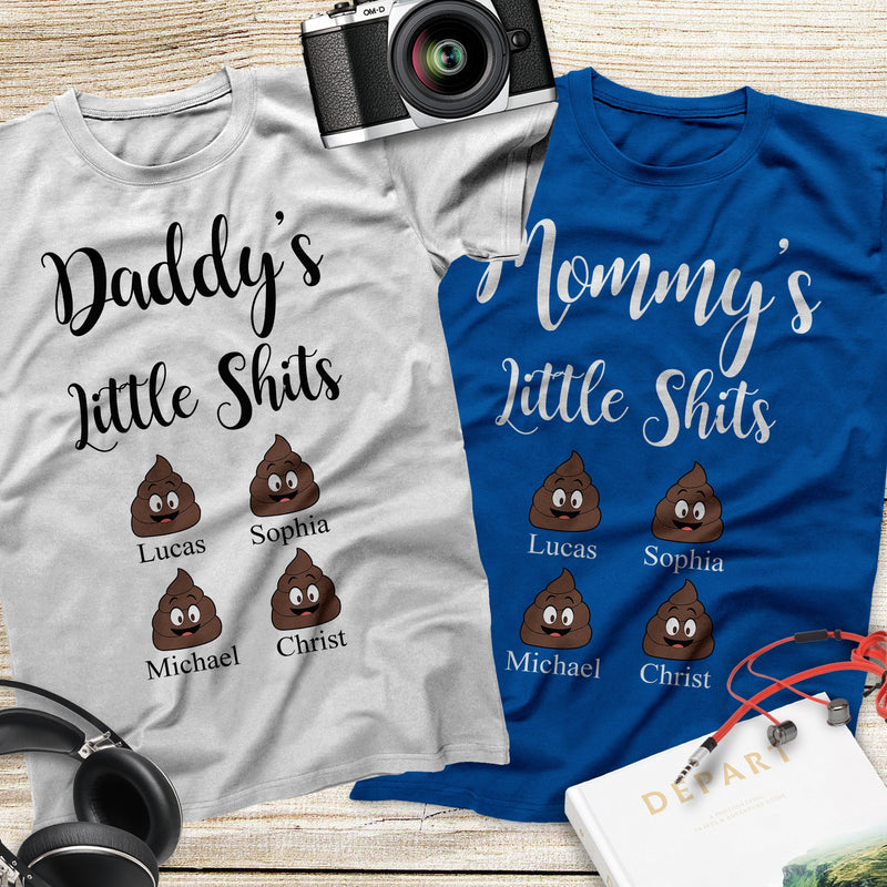 Personalized Children's Name Mom's Little Shits T Shirt, Grandma's Little Shits Shirt, Daddy's Little Shits, Father's Day Gift, Gift For Mom SHIRTS_Little Shits Shirt