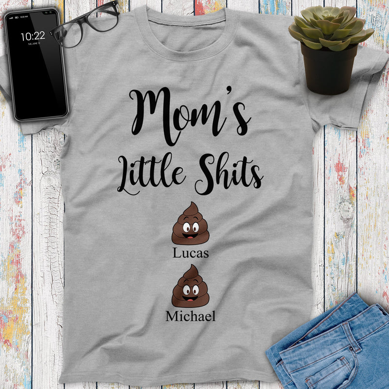 Personalized Children's Name Mom's Little Shits T Shirt, Grandma's Little Shits Shirt, Daddy's Little Shits, Father's Day Gift, Gift For Mom SHIRTS_Little Shits Shirt