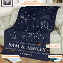 Personalized Couple Names Sign Astrology Blanket, Custom Zodiac Aries Taurus Gemini Cancer Leo Virgo Libra Scorpio Sagittarius Capricorn Aquarius Pisces Constellations Gifts For Women FLBL_Zodiac Blanket