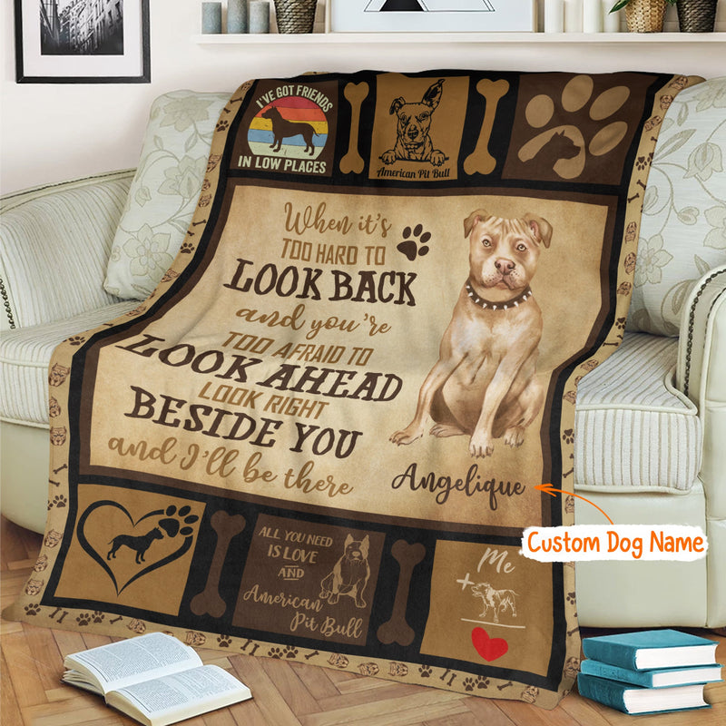 Personalized Dog Blankets With Name, American Pit Bull Terrier Breed, Customized Dog Blanket For Large Dogs Washable, Personalized Pet Blanket Gift For Dog Lover Dog Mom Dog Dad Gifts FLBL_Pet Blanket