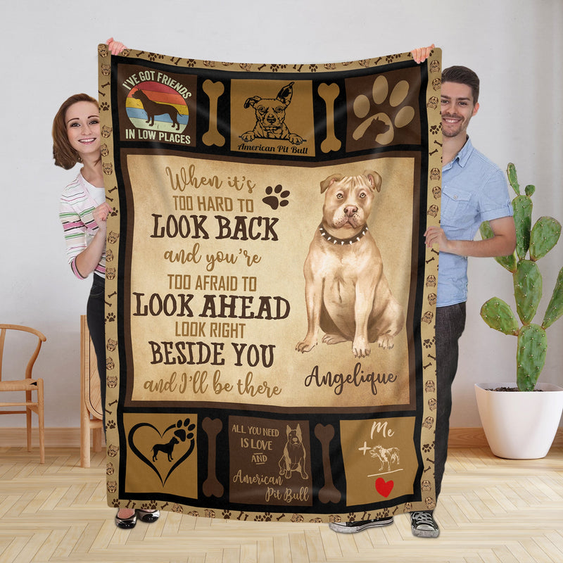 Personalized Dog Blankets With Name, American Pit Bull Terrier Breed, Customized Dog Blanket For Large Dogs Washable, Personalized Pet Blanket Gift For Dog Lover Dog Mom Dog Dad Gifts FLBL_Pet Blanket