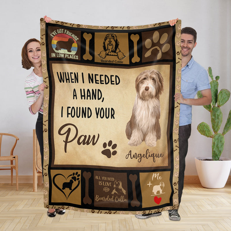 Personalized Dog Blankets With Name - Bearded Collie Breed, Customized Dog Blanket For Large Dogs Washable, Personalized Pet Blanket Gift For Dog Lover Dog Mom Dog Dad Gift Home Decor FLBL_Pet Blanket