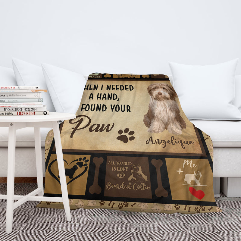 Personalized Dog Blankets With Name - Bearded Collie Breed, Customized Dog Blanket For Large Dogs Washable, Personalized Pet Blanket Gift For Dog Lover Dog Mom Dog Dad Gift Home Decor FLBL_Pet Blanket