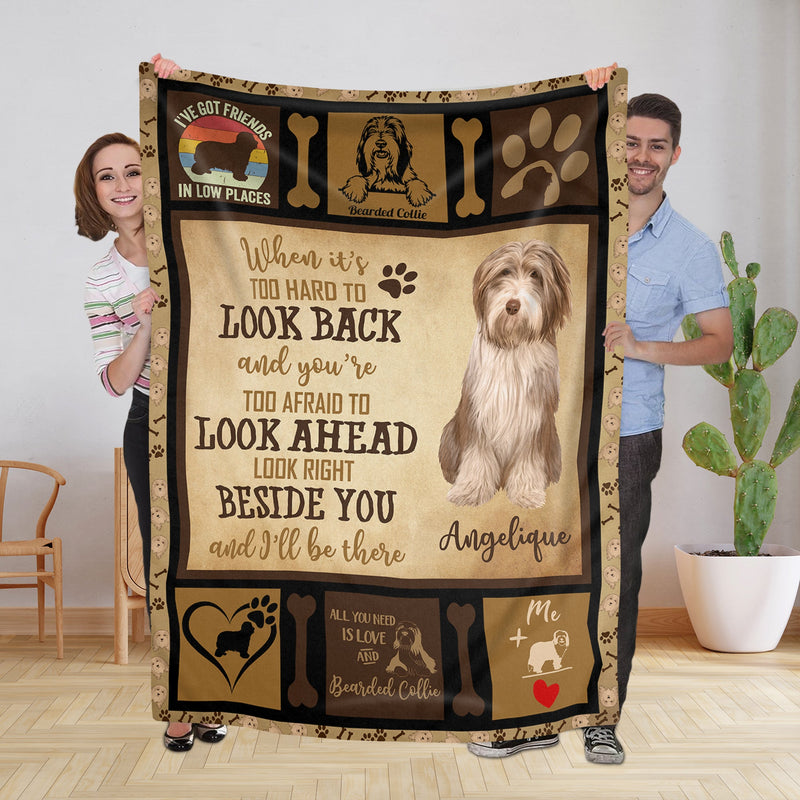 Personalized Dog Blankets With Name, Bearded Collie Breed, Customized Dog Blanket For Large Dogs Washable, Personalized Pet Blanket Gift For Dog Lover Dog Mom Dog Dad Gifts Home Decor FLBL_Pet Blanket