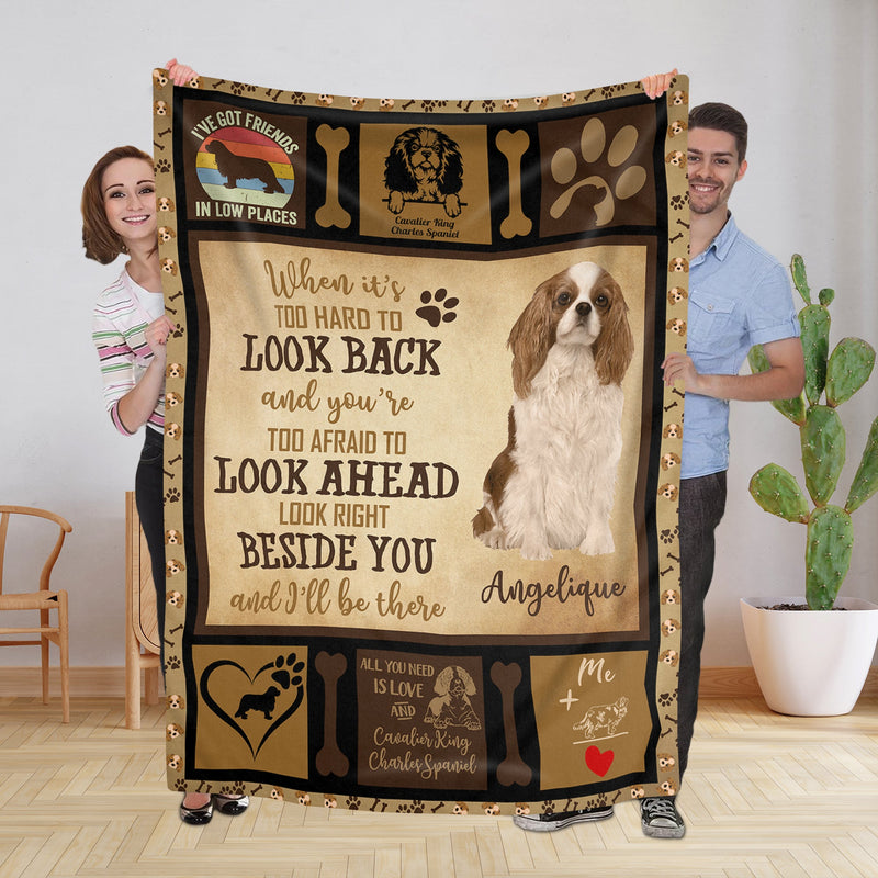 Personalized Dog Blankets With Name, Cavalier King Charles Breed, Customized Dog Blanket For Large Dogs Washable, Personalized Pet Blanket Gift For Dog Lover Dog Mom Dog Dad Gifts FLBL_Pet Blanket