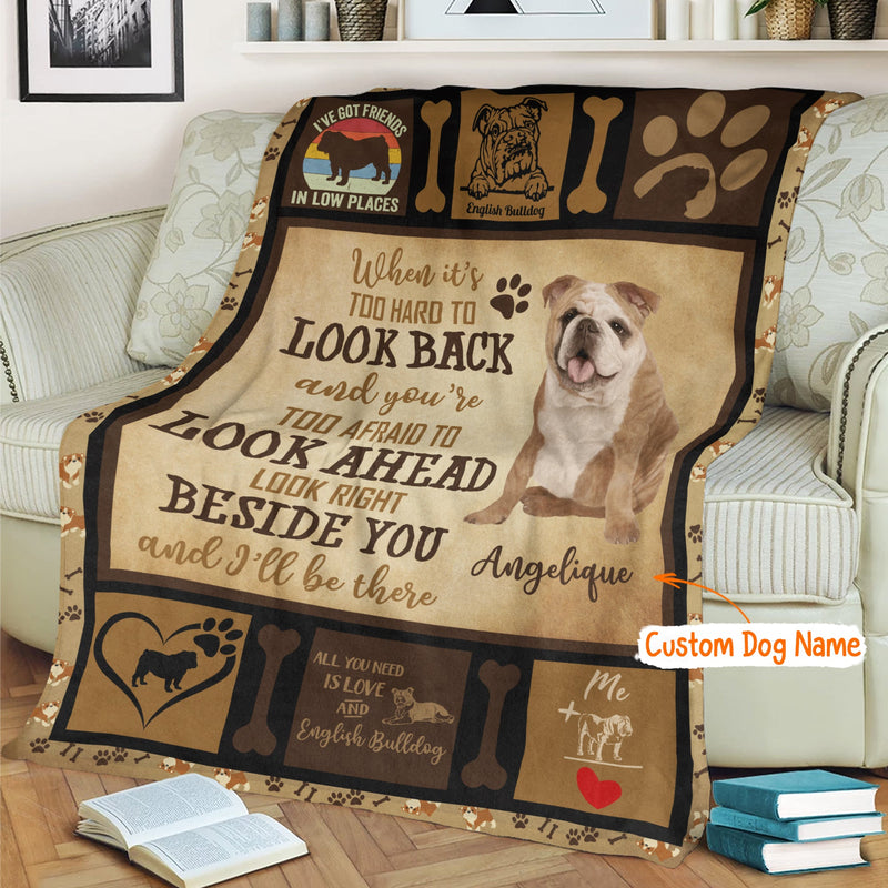Personalized Dog Blankets With Name, English Bulldog Breed, Customized Dog Blanket For Large Dogs Washable, Personalized Pet Blanket Gift For Dog Lover Dog Mom Dog Dad Gift Home Decor FLBL_Pet Blanket