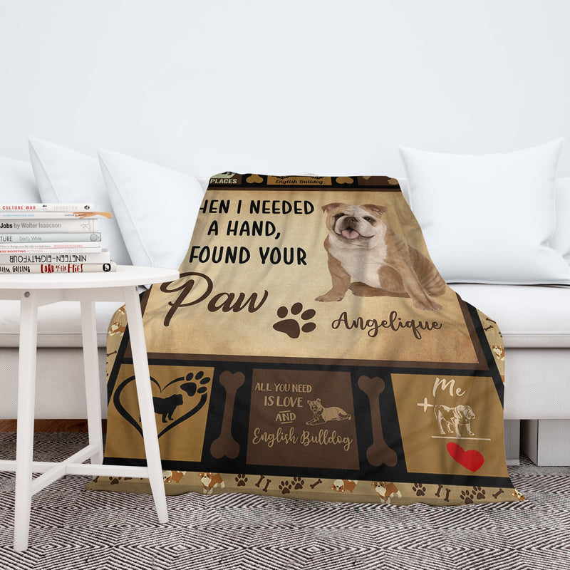 Personalized Dog Blankets With Name - English Bulldog Breed, Customized Dog Blanket For Large Dogs Washable, Personalized Pet Blanket Gift For Dog Lover Dog Mom Dog Dad Home Decor FLBL_Pet Blanket