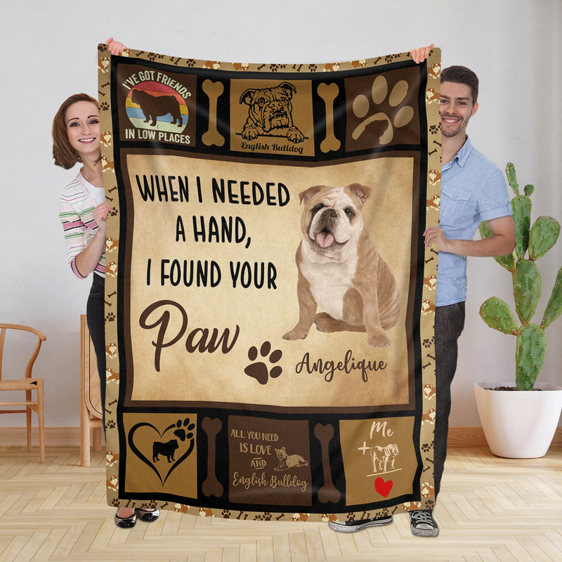 Personalized Dog Blankets With Name - English Bulldog Breed, Customized Dog Blanket For Large Dogs Washable, Personalized Pet Blanket Gift For Dog Lover Dog Mom Dog Dad Home Decor FLBL_Pet Blanket