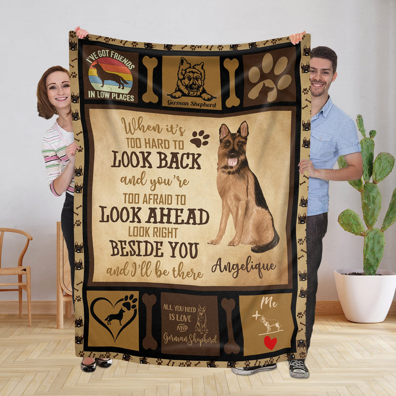 Personalized Dog Blankets With Name, German Shepherd Breed, Customized Dog Blanket For Large Dogs Washable, Personalized Pet Blanket Gift For Dog Lover Dog Mom Dog Dad Gift Home Decor FLBL_Pet Blanket