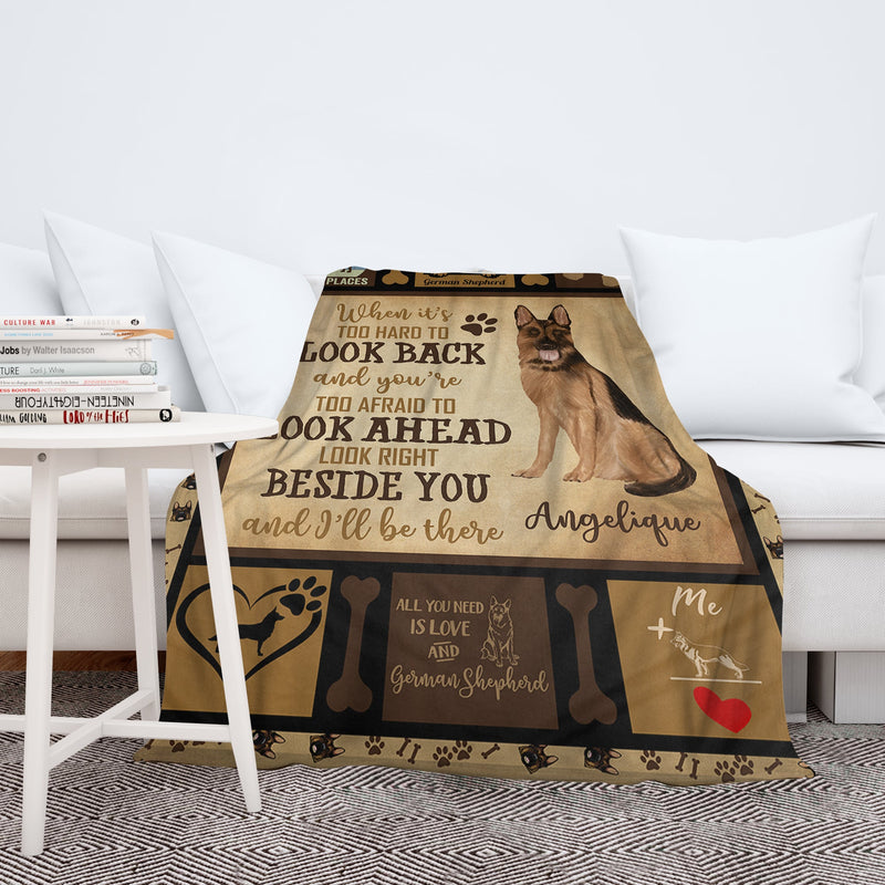 Personalized Dog Blankets With Name, German Shepherd Breed, Customized Dog Blanket For Large Dogs Washable, Personalized Pet Blanket Gift For Dog Lover Dog Mom Dog Dad Gift Home Decor FLBL_Pet Blanket