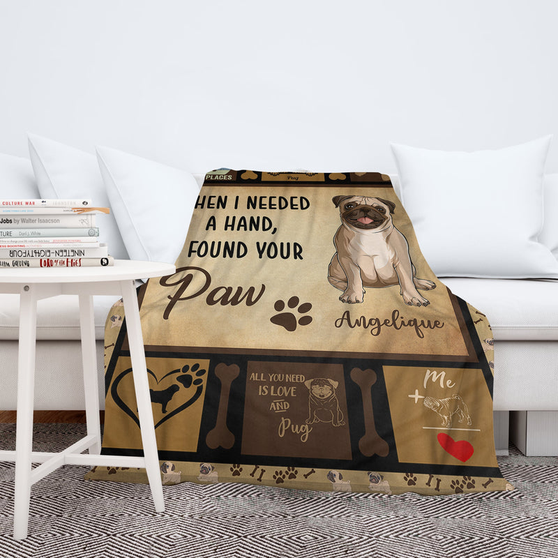 Personalized Dog Blankets With Name - Pug Breed, Customized Dog Blanket For Large Dogs Washable, Personalized Pet Blanket Housewarming Gift For Dog Lover Dog Mom Dog Dad Home Decor FLBL_Pet Blanket