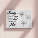 Personalized Family Name Canvas Wall Art, Custom Name Sign, Family Crazy Loud Love Wedding Gift Anniversary Gift For Him Her Mom Dad Grandma CANLA15_Canvas Heart Quote