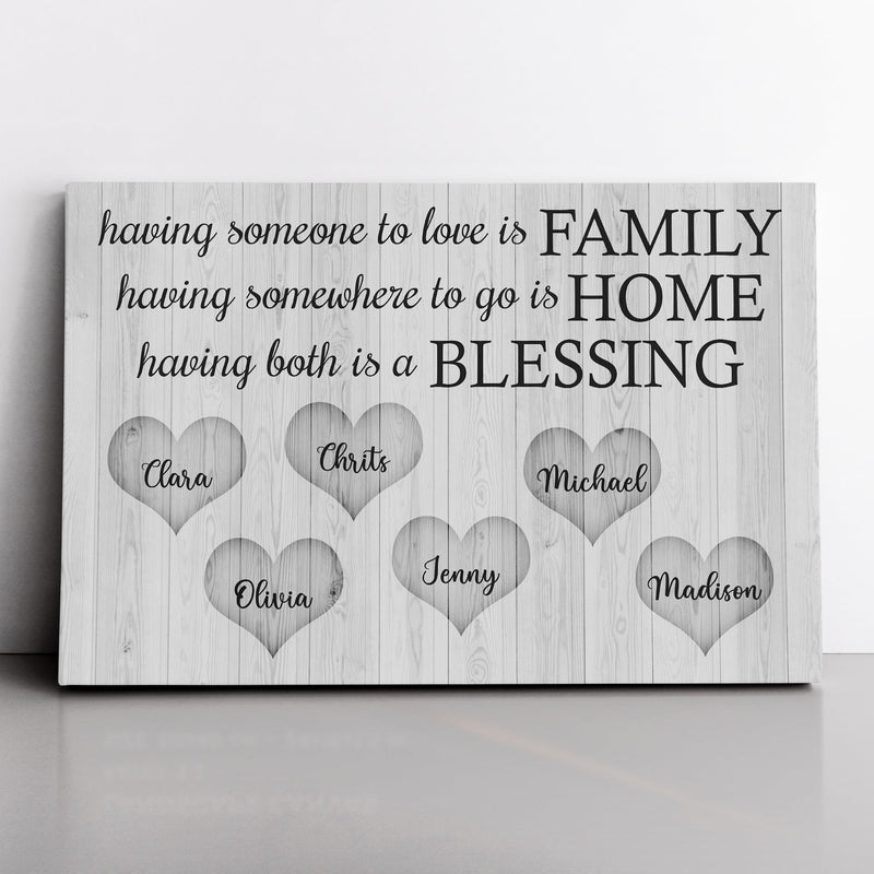 Personalized Family Name Canvas Wall Art, Custom Name Sign, Family Home Blessing, Wedding Gift, Anniversary Gift For Him Her Mom Dad Grandma CANLA15_Canvas Heart Quote