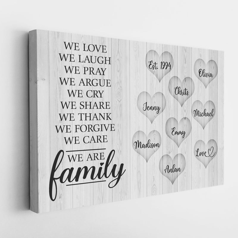 Personalized Family Name Canvas Wall Art, Custom Name Sign, We Are Family, Wedding Gift Anniversary Gift For Him Her Mom Dad Grandma Grandpa CANLA15_Canvas Heart Quote