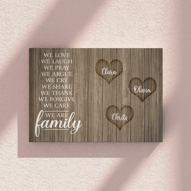 Personalized Family Name Canvas Wall Art, Custom Name Sign, We Are Family, Wedding Gift Anniversary Gift For Him Her Mom Dad Grandma Grandpa CANLA15_Canvas Heart Quote