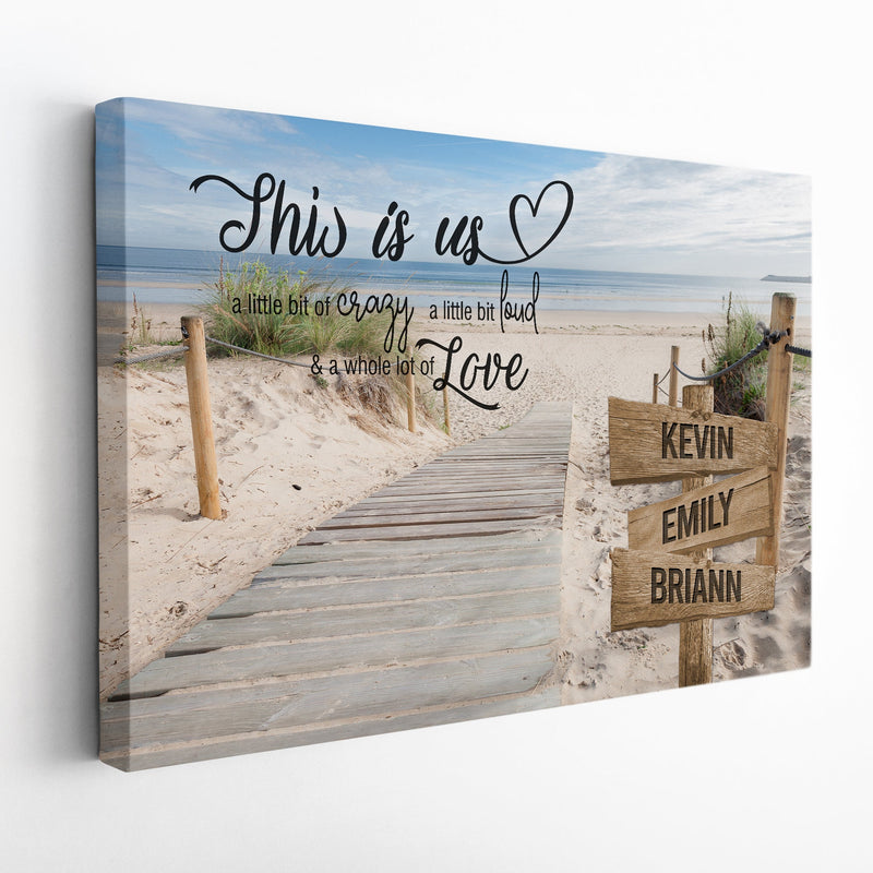 Personalized Family Name Sign Beach Canvas Wall Art, Family Home Blessing, Custom Street Sign, Wedding Anniversary Gift For Him Her Mom Dad CANLA15_Multi Name Canvas