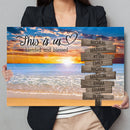 Personalized Family Name Sign Canvas Wall Art, Custom Street Sign, Sunset Beach This Is Us Wedding Gift Anniversary Gift For Him Her Mom Dad CANLA15_Multi Name Canvas