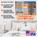 Personalized Family Name Sign Canvas Wall Art, Custom Street Sign, Sunset Beach We Are Family, Wedding Anniversary Gift For Him Her Mom Dad CANLA15_Multi Name Canvas