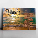 Personalized Family Name Sign Canvas Wall Art, Custom Street Sign Wedding Anniversary Gift For Him Her Mom Dad, Sunset Beach Love Never Ends CANLA15_Multi Name Canvas