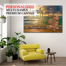 Personalized Family Name Sign Canvas Wall Art, Custom Street Sign Wedding Anniversary Gift For Him Her Mom Dad, Sunset Beach Love Never Ends CANLA15_Multi Name Canvas