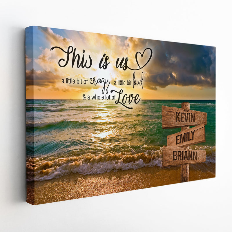 Personalized Family Name Sign Canvas Wall Art Custom Street Sign, Wedding Gift Anniversary Gift For Him Her Mom Dad, Sunset Beach This Is Us CANLA15_Multi Name Canvas