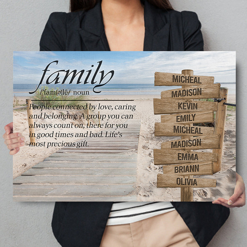 Personalized Family Name Sign Canvas Wall Art Decor, Family Definition, Custom Street Sign Wedding Gift Anniversary Gift For Him Her Mom Dad CANLA15_Multi Name Canvas