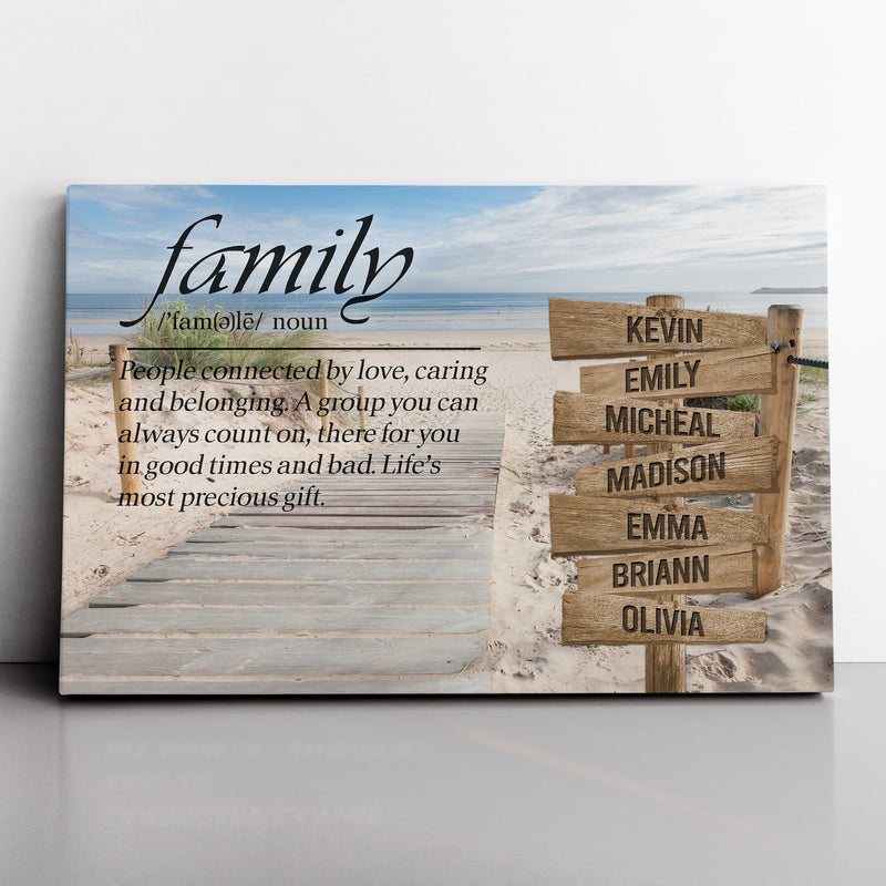 Personalized Family Name Sign Canvas Wall Art Decor, Family Definition, Custom Street Sign Wedding Gift Anniversary Gift For Him Her Mom Dad CANLA15_Multi Name Canvas