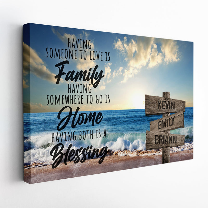 Personalized Family Name Sign Canvas Wall Art Decor, Family Home Blessing, Custom Street Sign, Wedding Anniversary Gift For Him Her Mom Dad CANLA15_Multi Name Canvas