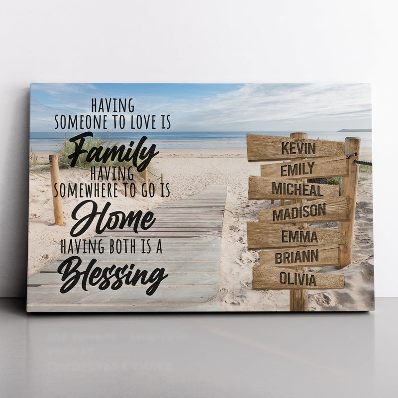 Personalized Family Name Sign Canvas Wall Art Decor, Home Blessing, Custom Street Sign, Wedding Gift, Anniversary Gift For Him Her Mom Dad CANLA15_Multi Name Canvas