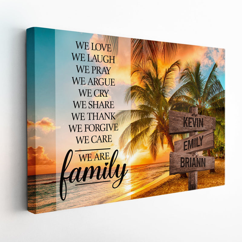 Personalized Family Name Sign Canvas Wall Art Decor, Sunset Palm Beach Custom Street Sign, Wedding Gift Anniversary Gift For Him Her Mom Dad CANLA15_Multi Name Canvas