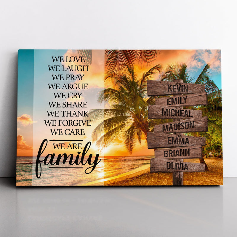 Personalized Family Name Sign Canvas Wall Art Decor, Sunset Palm Beach Custom Street Sign, Wedding Gift Anniversary Gift For Him Her Mom Dad CANLA15_Multi Name Canvas
