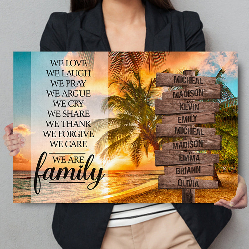 Personalized Family Name Sign Canvas Wall Art Decor, Sunset Palm Beach Custom Street Sign, Wedding Gift Anniversary Gift For Him Her Mom Dad CANLA15_Multi Name Canvas