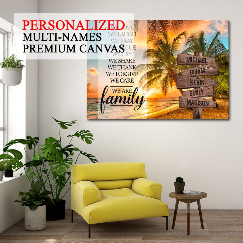 Personalized Family Name Sign Canvas Wall Art Decor, Sunset Palm Beach Custom Street Sign, Wedding Gift Anniversary Gift For Him Her Mom Dad CANLA15_Multi Name Canvas