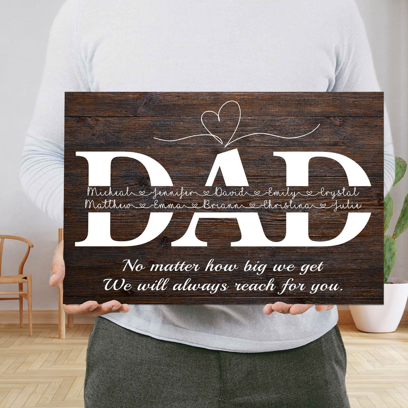 Personalized Fathers Day Gifts From Son Daughter Kids Framed Wall Art - Happy Fathers Day Sign Home Decor, Custom Dad Sign With Kids Names CANLA15_Family Canvas