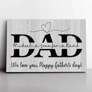 Personalized Framed Wall Art Fathers Day Gifts From Son Daughter Kids - Happy Fathers Day Sign Home Decor, Custom Dad Sign With Kids Names CANLA15_Family Canvas