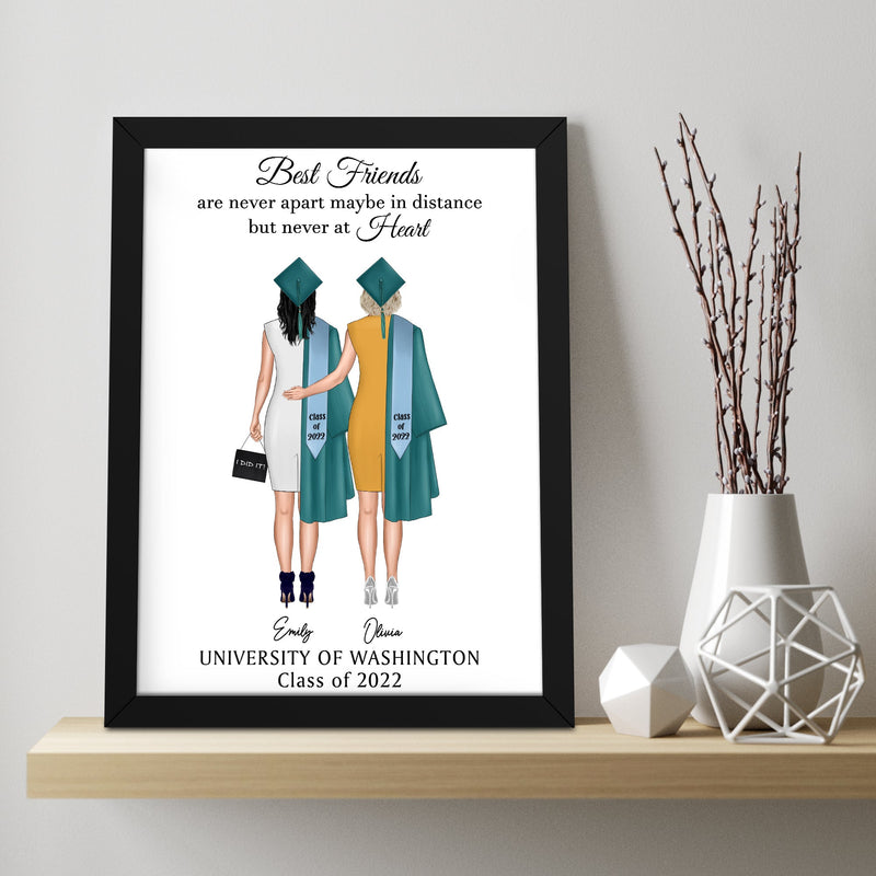 Personalized Graduation Frame Up To 4 Friends, Custom 2023 Graduation Gifts, Class Of 2023 Art Print, Friends Graduation Print, College Diploma Frame For Her High School Phd Masters ATPT_Graduation Art Print