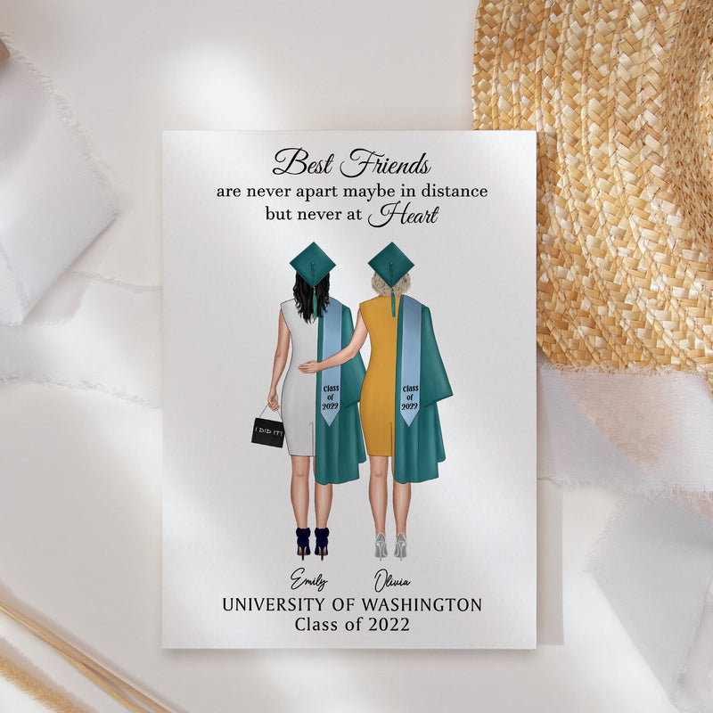 Personalized Graduation Frame Up To 4 Friends, Custom 2023 Graduation Gifts, Class Of 2023 Art Print, Friends Graduation Print, College Diploma Frame For Her High School Phd Masters ATPT_Graduation Art Print