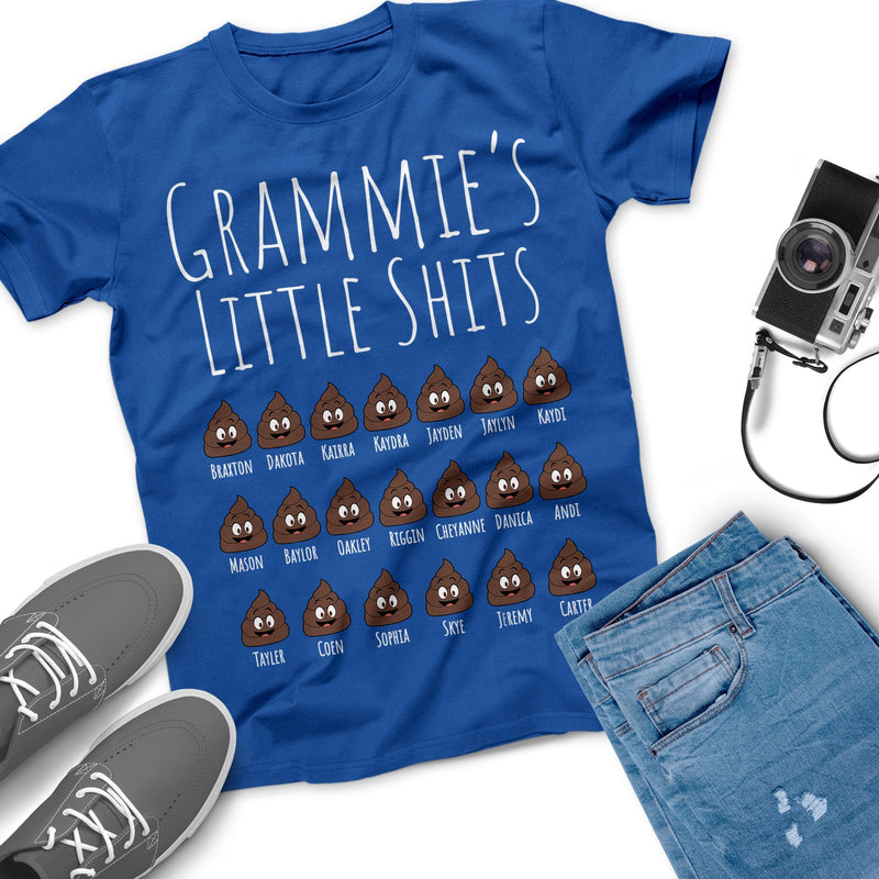 Personalized Grandchildren's Names Grandma's Little Shits T Shirt, Grandpa's Little Shits, Mommy's Little Shits, Grandparent's Day Gift Tee SHIRTS_Little Shits Shirt