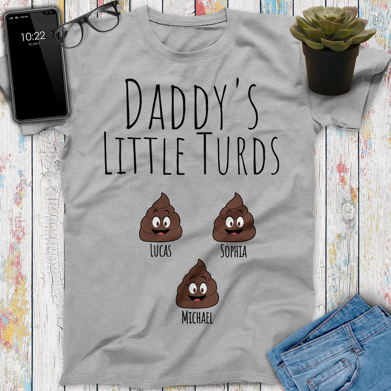 Personalized Grandchildren's Names Grandma's Little Turds T Shirt, Grandpa's Little Turds, Mommy's Little Turds, Grandparent's Day Gift Tee SHIRTS_Little Turds Shirt