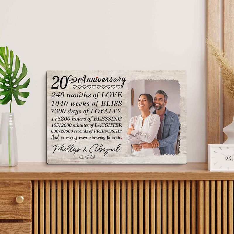 Personalized Marriage Picture Frames 20 Year Anniversary For Husband Wife Him Her Parents Birthday Gifts, Twenty Year Marriage Photo 20th Wedding Anniversary For Couple Ideas Canvas CANLA15_Anniversary Canvas