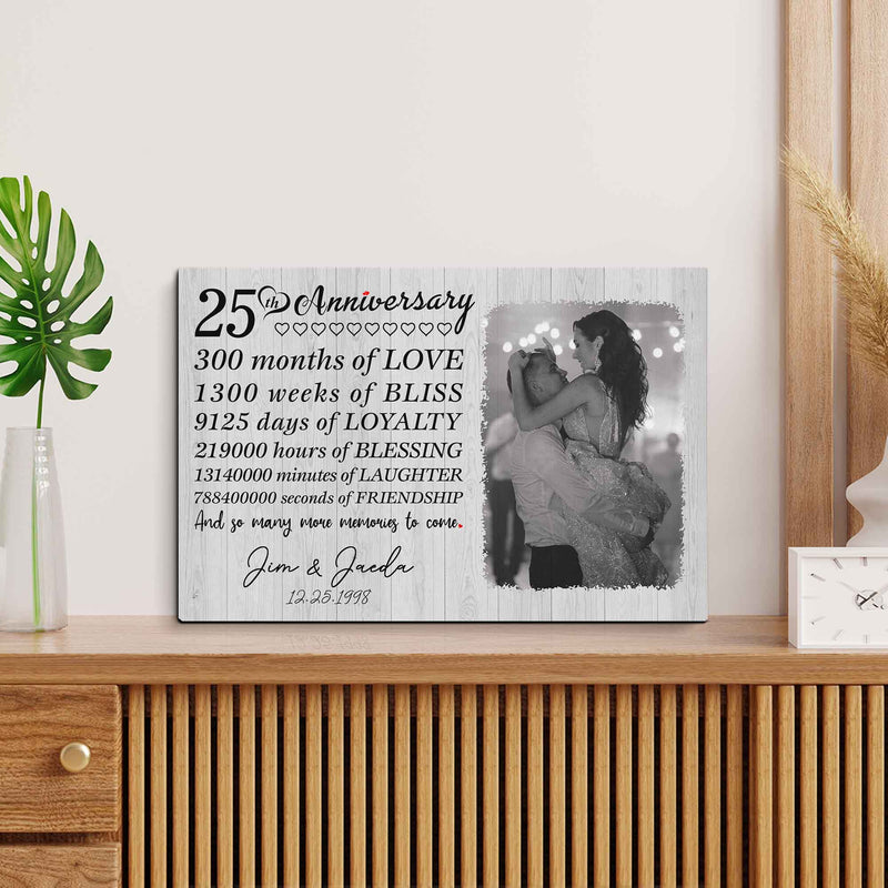 Personalized Marriage Picture Frames 25 Year Anniversary For Husband Wife Him Her Parents Birthday Gifts, Twenty-Five Year Marriage Photo 25th Wedding Anniversary For Couple Canvas CANLA15_Anniversary Canvas