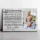 Personalized Marriage Picture Frames 55 Year Anniversary For Husband Wife Him Her Parents Birthday Gifts, Fifty-Five Year Marriage Photo 55th Wedding Anniversary Ideas Canvas Decor CANLA15_Anniversary Canvas