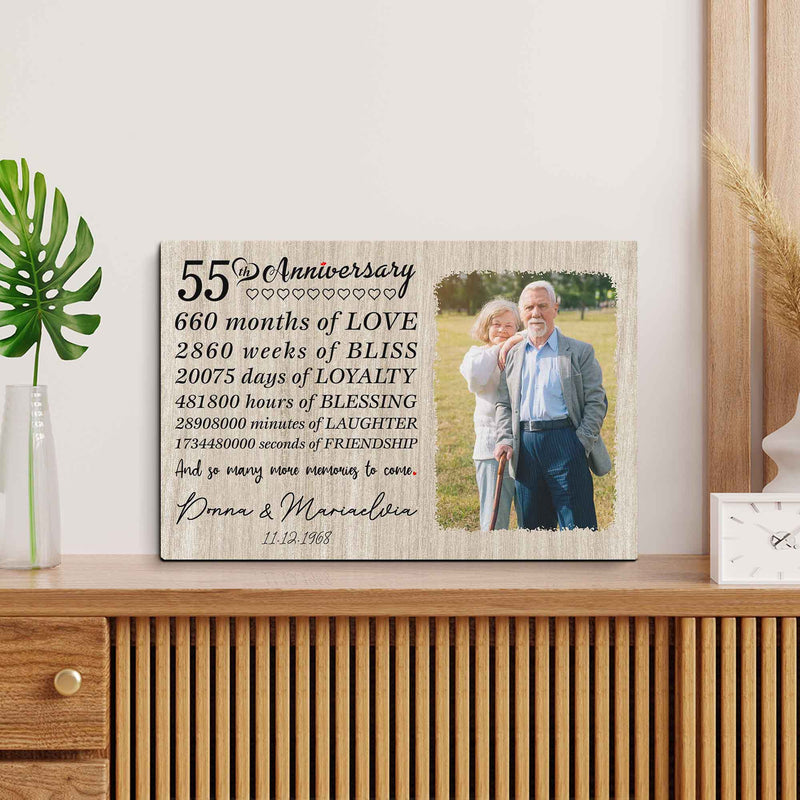 Personalized Marriage Picture Frames 55 Year Anniversary For Husband Wife Him Her Parents Birthday Gifts, Fifty-Five Year Marriage Photo 55th Wedding Anniversary Ideas Canvas Decor CANLA15_Anniversary Canvas