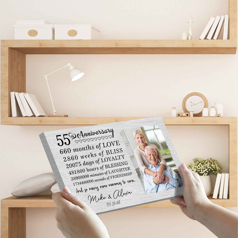 Personalized Marriage Picture Frames 55 Year Anniversary For Husband Wife Him Her Parents Birthday Gifts, Fifty-Five Year Marriage Photo 55th Wedding Anniversary Ideas Canvas Decor CANLA15_Anniversary Canvas